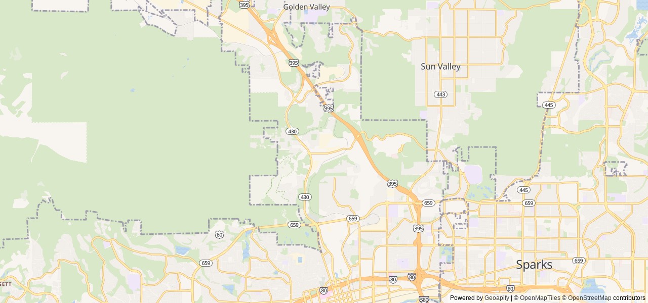 Map of Shamrock RV Park location at Reno, NV, United States