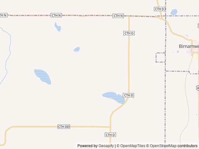 Map of Wildlife Campgrounds location at Birnamwood, WI, United States