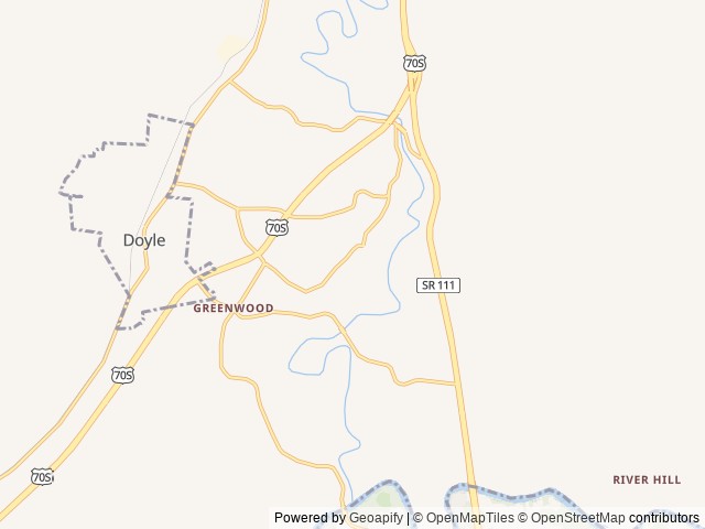 Map of Calfkiller Bend Campground location at Doyle, TN, United States