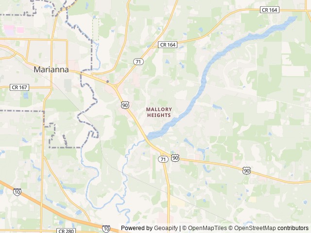 Map of Florida Caverns RV Resort location at Marianna, FL, United States