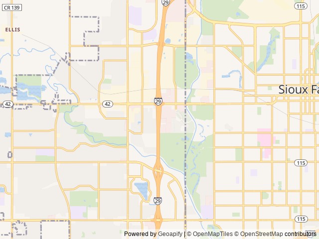 Map of Tower Campground location at Sioux Falls, SD, United States