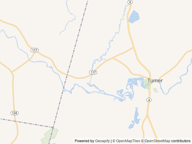 Map of Martin Stream Campground location at Turner, ME, United States