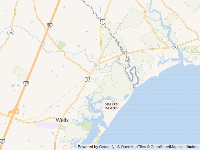 Map of Riverside Family Campground location at Wells, ME, United States