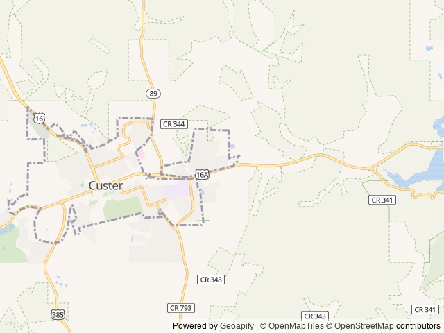 Map of Bearded Buffalo Resort location at Custer, SD, United States