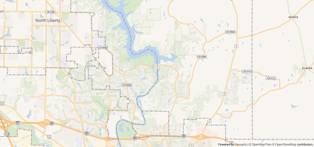 Map of Tailwater West Campground location at Iowa City, IA, United States