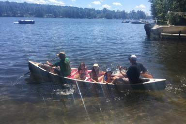 family in a canoe