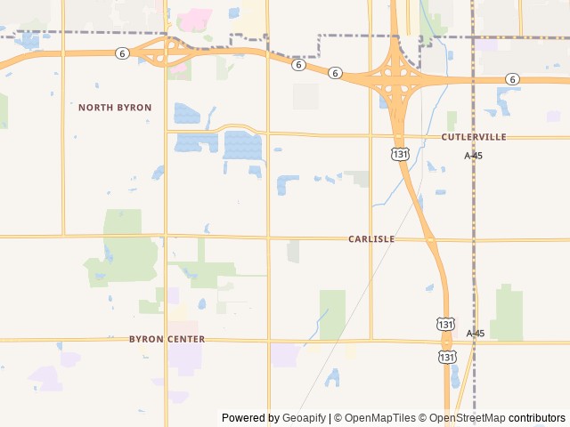 Map of Woodchip Campground location at Byron Center, MI, United States