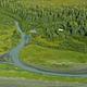 An aerial view of Esker Stream Cabin and Esker Stream (Wrangell-St Elias) 