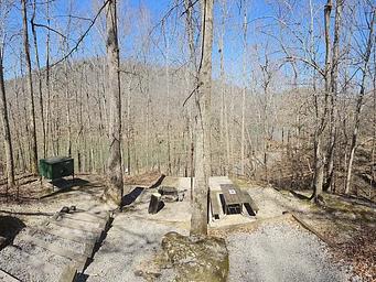Campsite with a view overlooking the river below.