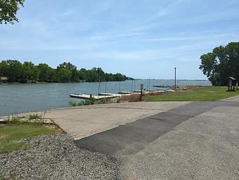 Boat launch with slips