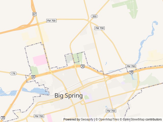 Map of Southridge RV Park location at Big Spring, TX, United States