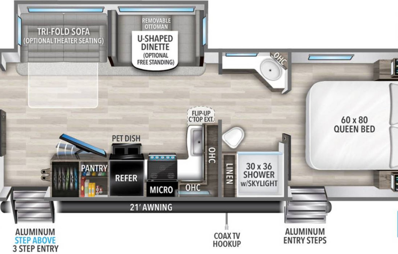 Voyager - Luxury 34ft trailer with 2 rooms & solar