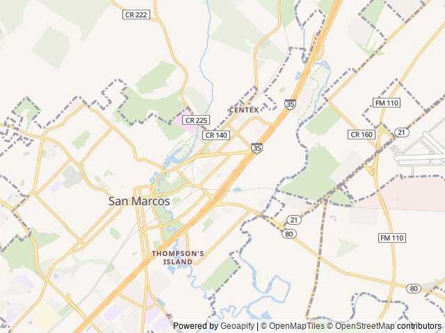 Map of San Marcos Springs RV Park location at San Marcos, TX, United States