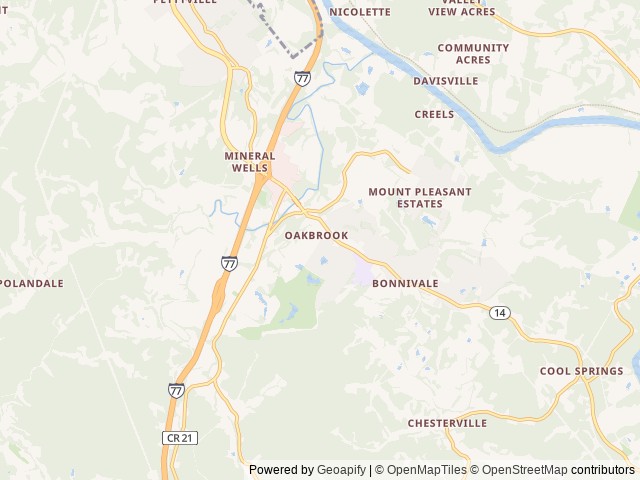 Map of American Way RV Park location at Mineral Wells, WV, United States