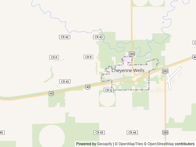 Map of Sunset Trailer Court location at Cheyenne Wells, CO, United States
