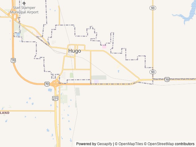 Map of Hugo RV Park location at Hugo, OK, United States