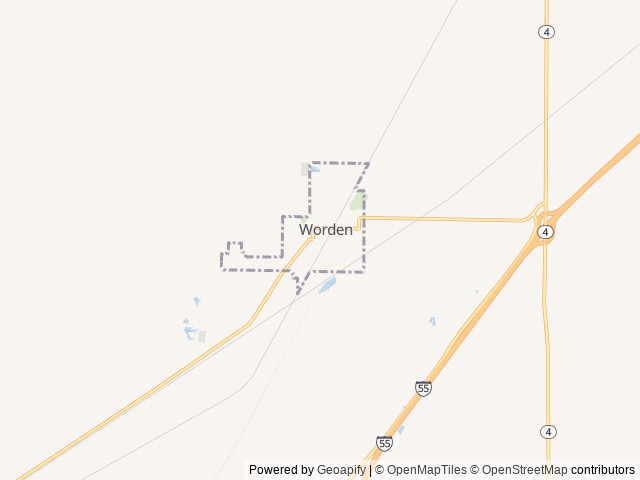 Map of Boonies Farm location at Worden, IL, United States