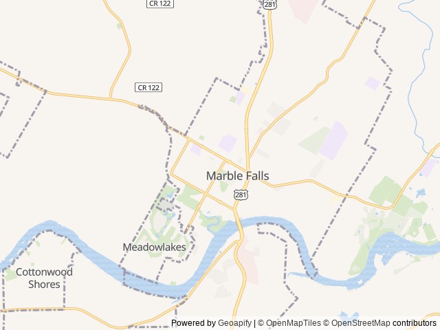 Map of Talula Mesa Glamping Resort location at Marble Falls, TX, United States
