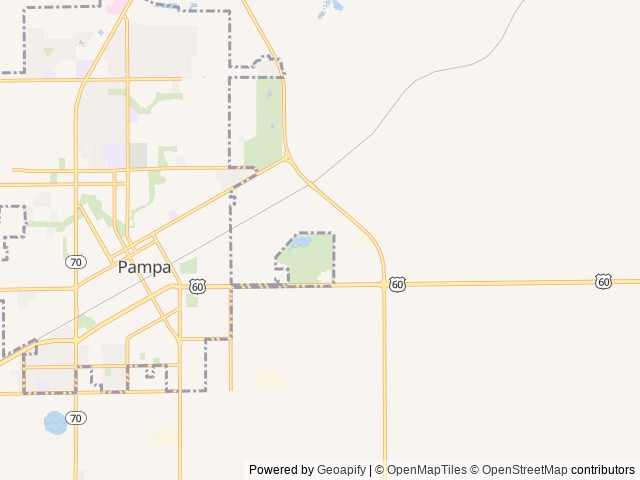 Map of Recreation Park location at Pampa, TX, United States
