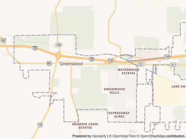Map of Southern Living RV Park location at Greenwood, LA, United States