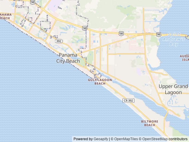 Map of Camper's Inn, Inc. location at Panama City Beach, FL, United States