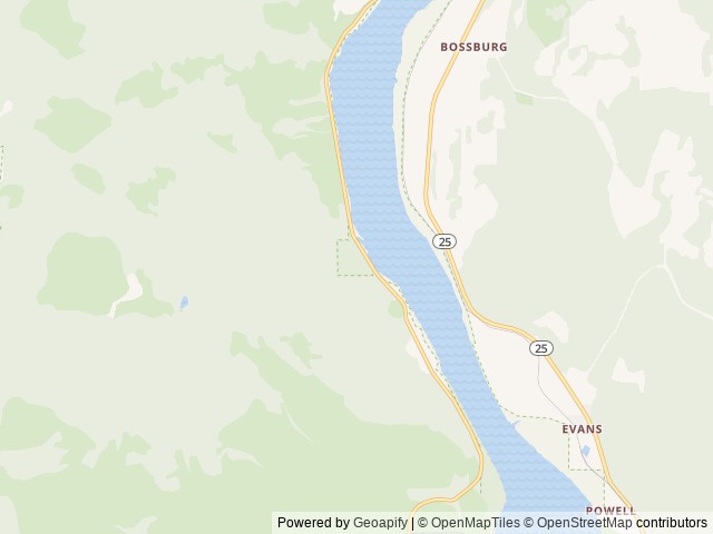 Map of Snag Cove Campground location at Davenport, WA, United States