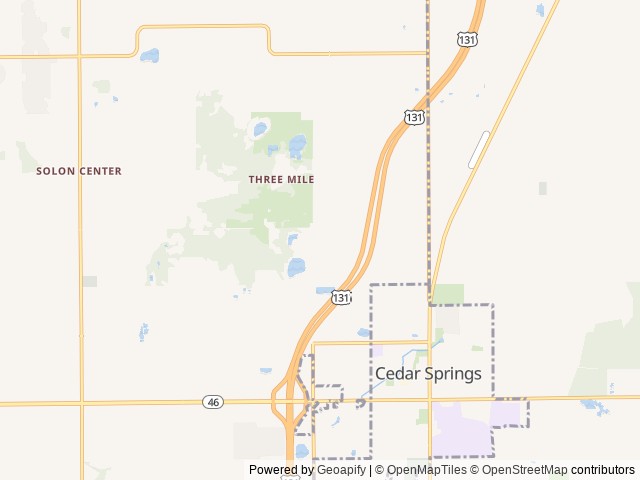 Map of Duke Creek Campground location at Cedar Springs, MI, United States