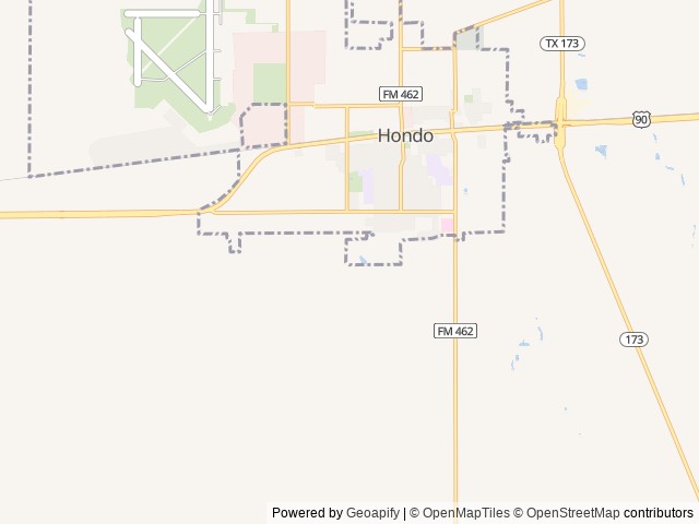 Map of Quiet Texas RV Park location at Hondo, TX, United States