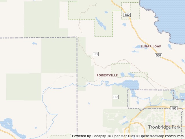 Map of Forestville Campground location at Marquette, MI, United States