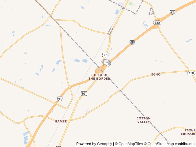 Map of Camp Pedro Campground location at Hamer, SC, United States