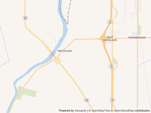 Map of Lake Minden RV Resort location at Nicolaus, CA, United States