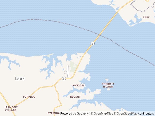 Map of Grey's Point Camp location at Topping, VA, United States