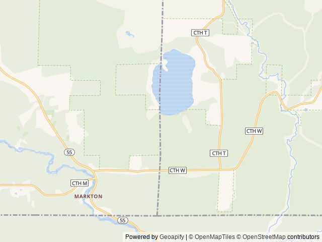 Map of Boulder Lake location at Lakewood, WI, United States