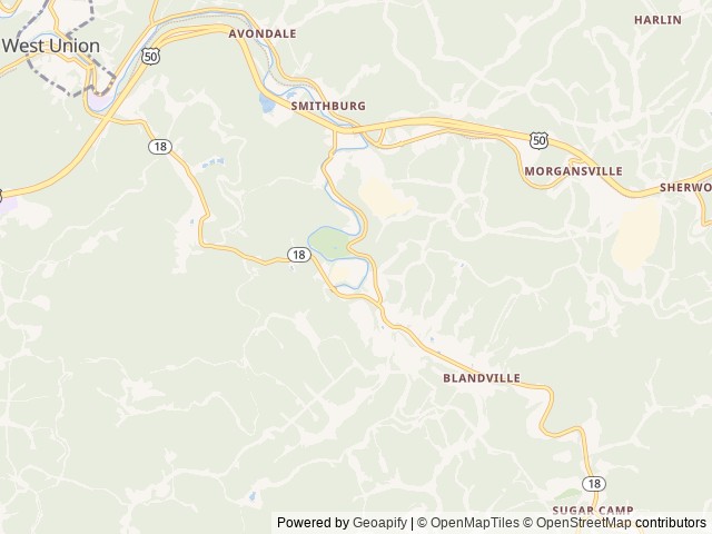 Map of Lone Pine Campground location at West Union, WV, United States