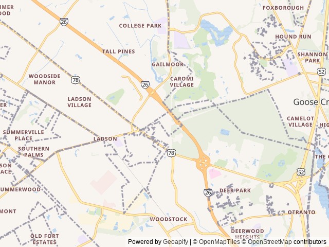 Map of Charleston KOA Holiday location at Ladson, SC, United States