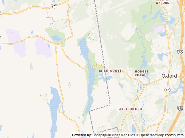 Map of Buffumville Lake (Group Shelter) location at Charlton, MA, United States
