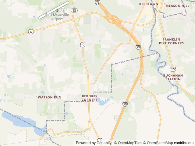 Map for 27" Bunkhouse Camper Sleeps 9 near Meadville, PA