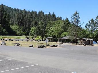 Two day use pavilions at Pink House Recreation Site.