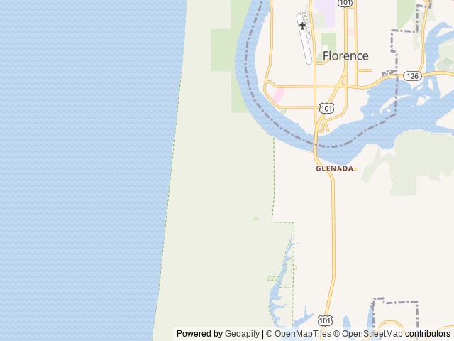 Map of South Jetty Sand Camping location at Reedsport, OR, United States