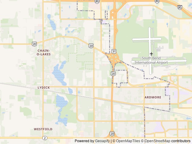 Map of Mustang Sally's Park location at South Bend, IN, United States