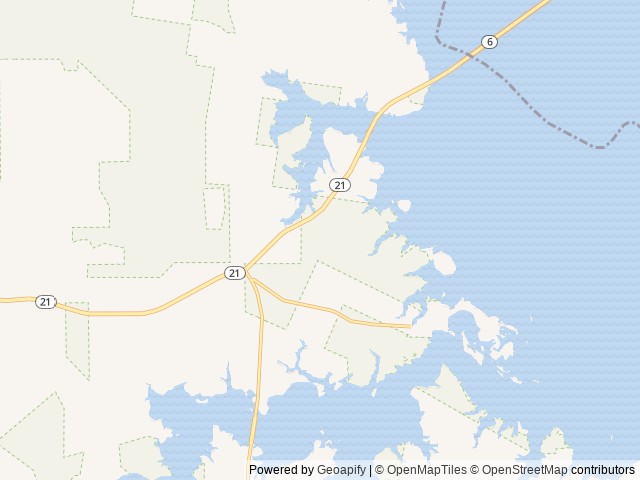 Map of Boles Field Campground location at Hemphill, TX, United States