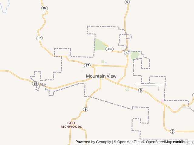 Map of Whitewater RV Park location at Mountain View, AR, United States