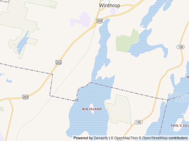 Map of Augusta West Resort location at Winthrop, ME, United States