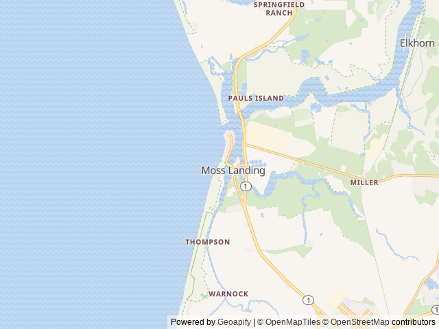 Map of Moss Landing KOA Express location at Moss Landing, CA, United States