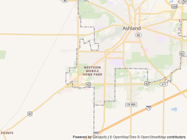 Map for Easy Family Camper with Bunks + Queen near Ashland, OH