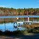 Small dock with people fishing/walking and autumn foliage across the lake — good scenic shot of the campground’s lake and dock amenities (from attractions/gallery).