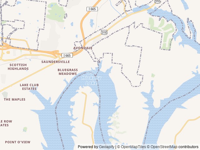 Map of Avondale location at Hendersonville, TN, United States
