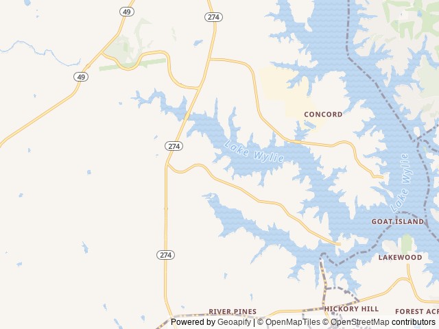 Map of York County Allison Creek Park location at York, SC, United States