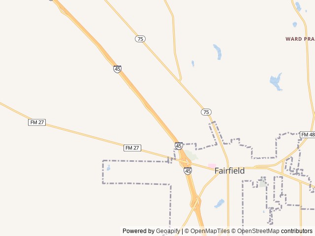 Map of Pull Through RV Park location at Fairfield, TX, United States