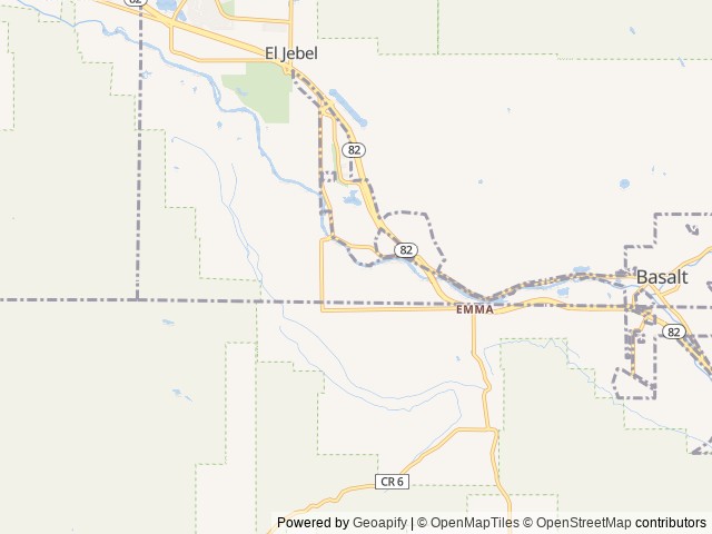 Map of Galt Valley Artsy Tucked Away Retreat location at Basalt, CO, United States